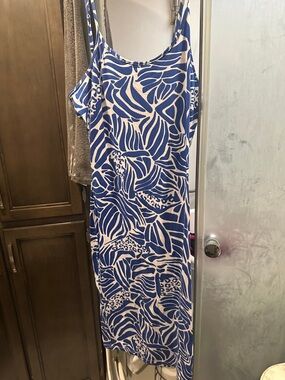 Absolutely Blue & White Tropical Slip Dress